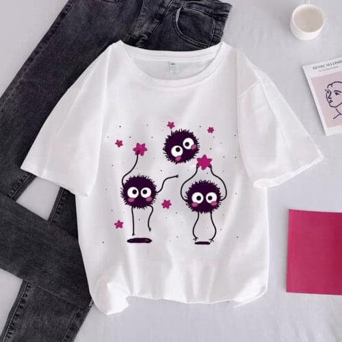 Graphic Tees Summer Women T Shirt Anime Spirited Away Female Tshirt O-Neck Cartoon Hipster Ladies T Shirt Fashion Women T-shirt