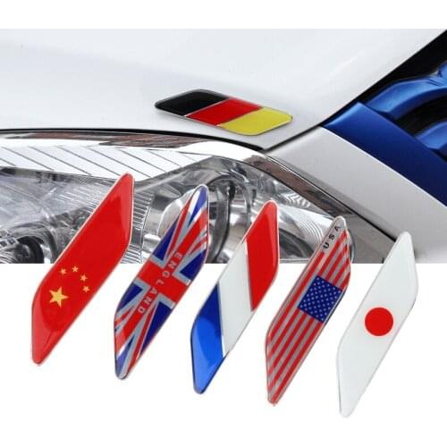 1 Pair United Kingdom France Germany United States Italy Japan Flag Logo Emblem Car Stickers Side Fender Metal Decal Badge