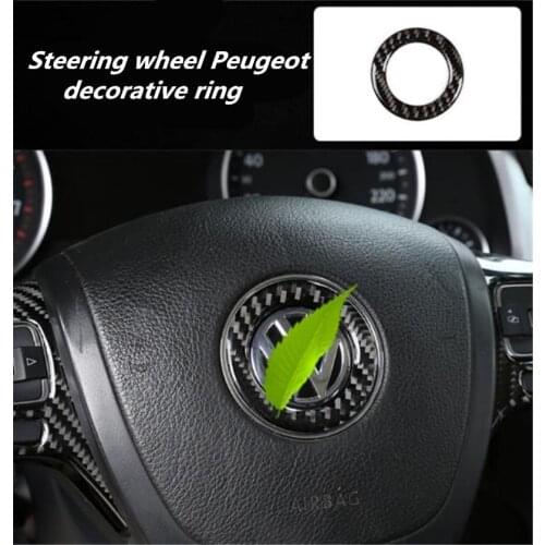 1pc Car stickers Epoxy Carbon Fiber Steering wheel Peugeot decorative ring for 2011-2018 Volkswagen VW Touareg