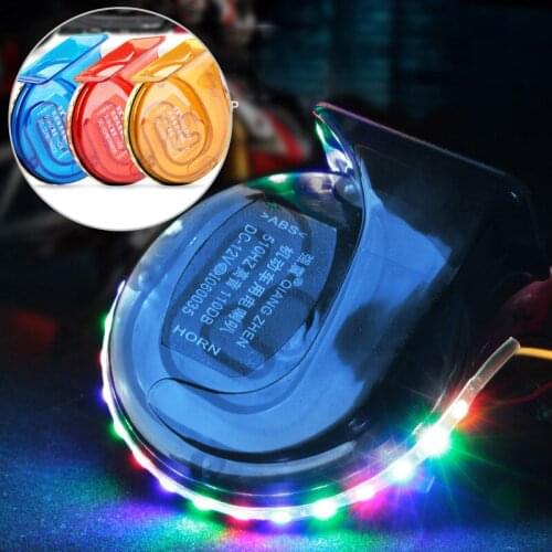 12V Motorcycle Snail Horn with led Light Loud Clear Voice Speaker Air Horn Auto