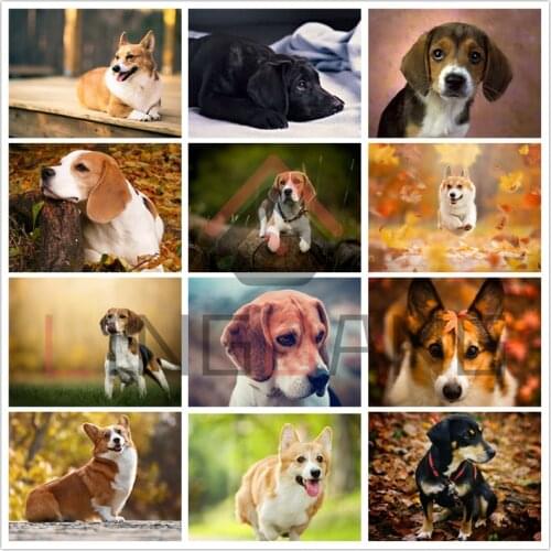 5D Diamond Painting Beagle Terrier Dog Animal Full Square Round Drill Diamond Embroidery Mosaic Dog Cross Stitch Home Decor Gift