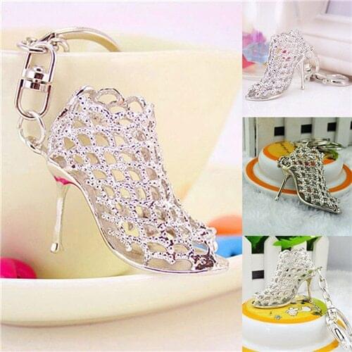 1Pcs High Heel Shoes Keychains Rhinestone Alloy Key Rings Women Charms Keychains Fashion Gifts For Women