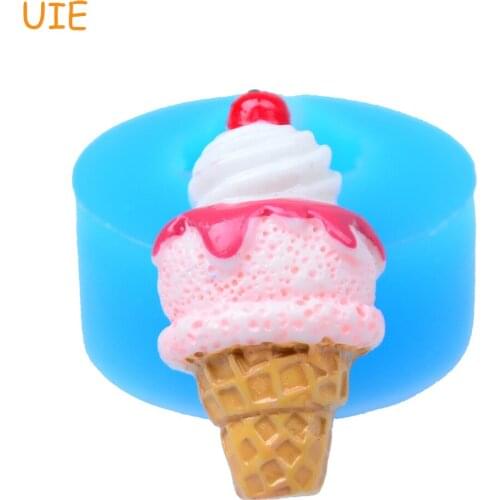 XYL010U 30.3mm Ice Cream with Cherry Flexible Silicone Mold - Fondant, Cake Decorating Tools, Chocolate, Cookie Biscuit, Resin