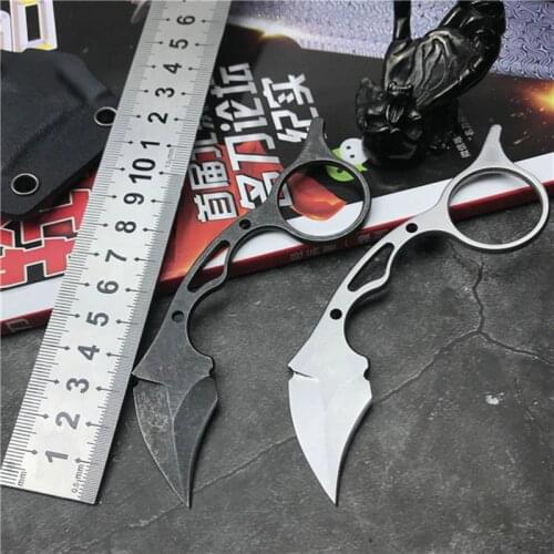 HS Tools Claw Straight Knife stone-Wash Surface Hunting Knife Outdoor Camping EDC Tool Karambit Knife