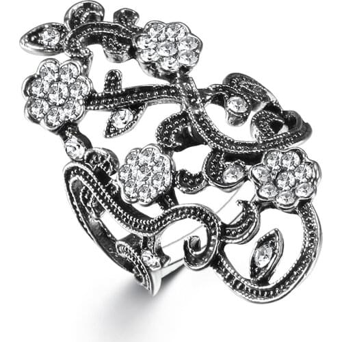 Black Flower Shape Zircon Ring New Simple Temperament Creative Jewelry Engagement Ring Party Accessorie Girlfriend Gift