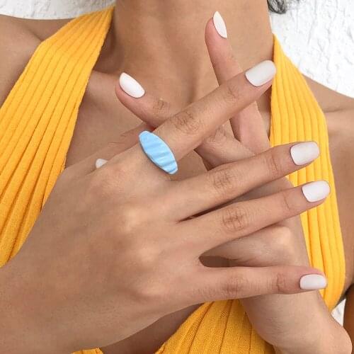 Lalynnly Refreshing Womens Multiple Color Alloy Ring Sweet Popular Bohemian Style For Girls Finger Ring Wholesale Jewelry R0459