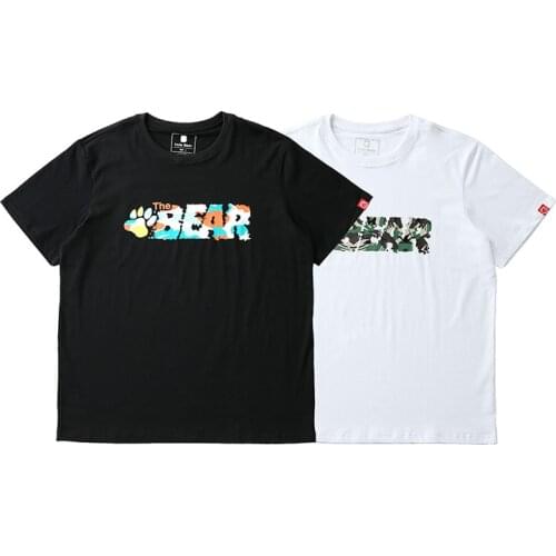 2020 Holabear Summer Mens Plus Size Cotton T-shirt Gay Bear Paw Round Collar Short Sleeve T-shirt White/Black S M L XL 2XL 3XL