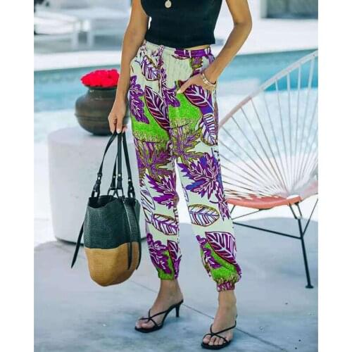 Fashion Bohemian Women Comfortable Pant Casual High Waist Trousers Printed Loose Pants Summer Clothes For Women Outerwear