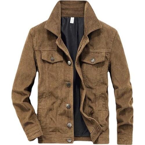 Mcikkny Men Cargo Casual Corduroy Jacket Coats Vintage Multi Pockets Solid Color Outwear Tops Size M-4XL