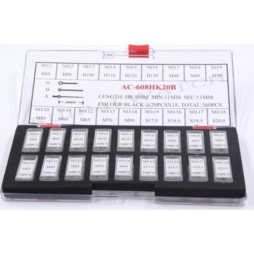 360PCS Black Hour 8mm/Minute 11mm /Second 11mm Hand Set for Watch Repair Free Shipping