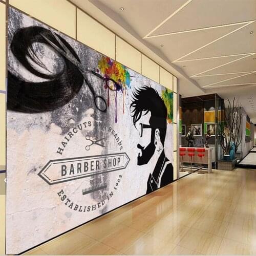 Bacal Retro Hair Salon Brick Wall Graffiti Wallpaper 3D Barber Shop Background Wall Decor Waterproof Wall Stickers papel mural