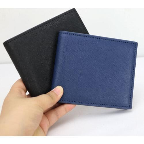 New Arrivals Monogrammed Initial Letters Genuine Saffiano Leather Men Wallet Short Purse Bifold Wallet Coin Purse