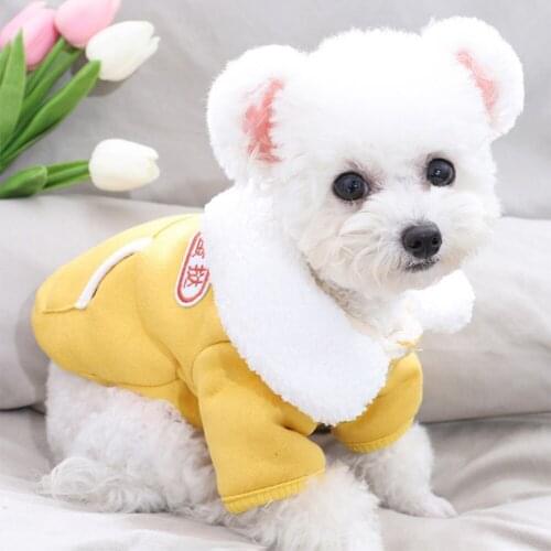 Pet Clothes Teddy Pomeranian Bichon Dog Small Dog Plus Velvet Autumn and Winter Warm Thicken Large Lapel Collar Jacket
