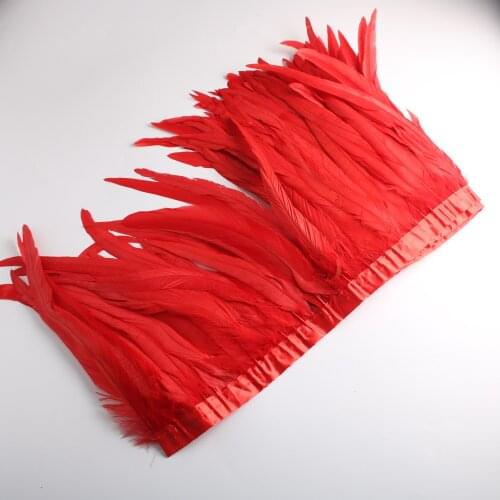 10 Yards/lot 30-35cm Red Rooster feathers Trim for Crafts Feather Trimming Ribbon Dress Skirt Carnival Costumes plume