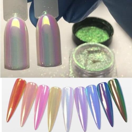 Aurora Pigment Powder 0.2g Mermaid Nail Art Glitter Chrome Powder Dust Pretty Shimmer Laser Glitters Nail Art Decorations 1Piece