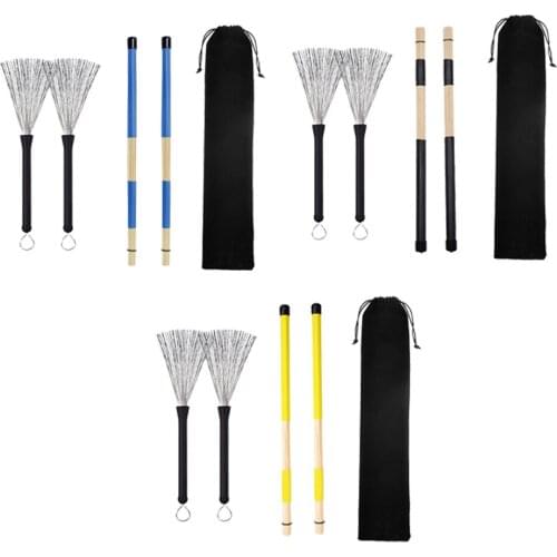 Durable 1 Pack Drumsticks Drum Brushes with Carrying Bag Wave Hit Musical Instruments for Drum-player