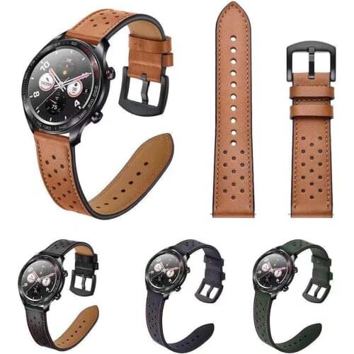 22mm 20mmLeather Strap for Samsung Galaxy Watch 3/Huawei watch GT2/Amazfit GTR Breathable bracelet wristband for Galaxy watch 4