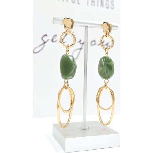 Pink Green Color Resin Earrings Long Drop Earrings For Women Party Ear Jewelry Girl Gift 2020 Accessories