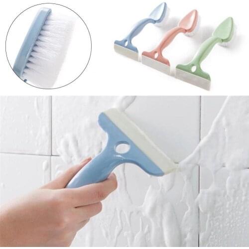 Double Head Glass Cleaning Brush Kitchen Bathroom Tiles Triangle Head Scraper