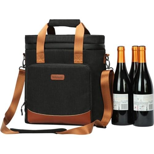 Wine Cooler Bag 3 Bottle Wine Carrier Insulated Portable Carrying Tote Bag for Picnic Camping and Travel Perfect Wine Lover Gift