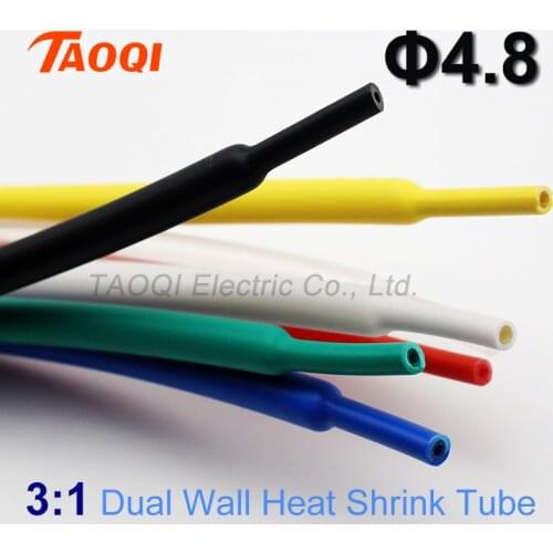 1Meter 4.8mm Heat Shrink Tubing Adhesive with Glue Lined 3:1 Shrinkage Dual Wall Shrink Tube Wrap Wire Cable