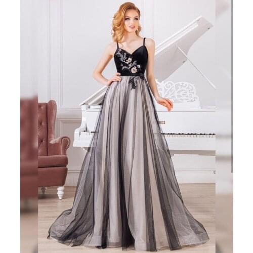 Evening Dress 2020 Sweetheart Spaghetti Strap A-Line Sleeveless Women Party Gowns Formal Lace Appliques Gorgeous Christmas