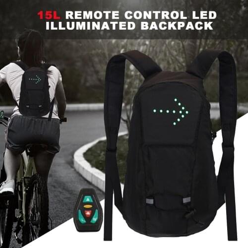 Bicycle Bag Waterproof Sport Backpack 15L LED Turn Signal Light Remote Control Safety Bag Outdoor Hiking Climbing Backpack