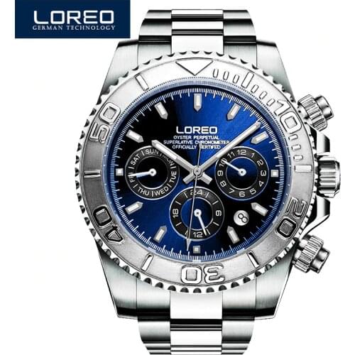 200m waterproof Diver Watch Luxury brand LOREO High end Automatic Watch men Sapphire mirror Luminous Calendar week month 24hours