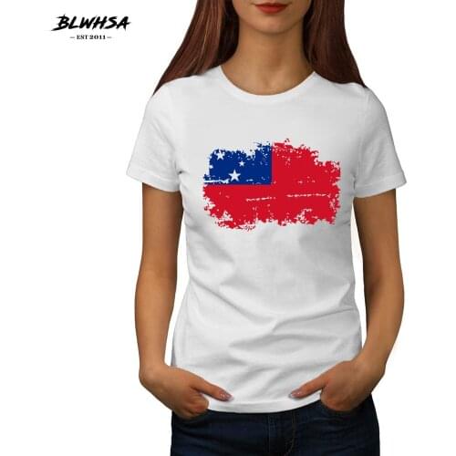 BLWHSA New Samoa Flag Printed T shirt Women Casual Short Sleeve Hip Hop T-shirts Funny Samoa National Flag Girl Top Tees