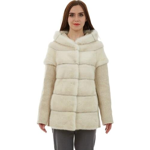 Genuine Leather women short fur coat fashion Short-sleeve fur vest mink fur coat Wool sleeves mink coat women Detachable sleeve