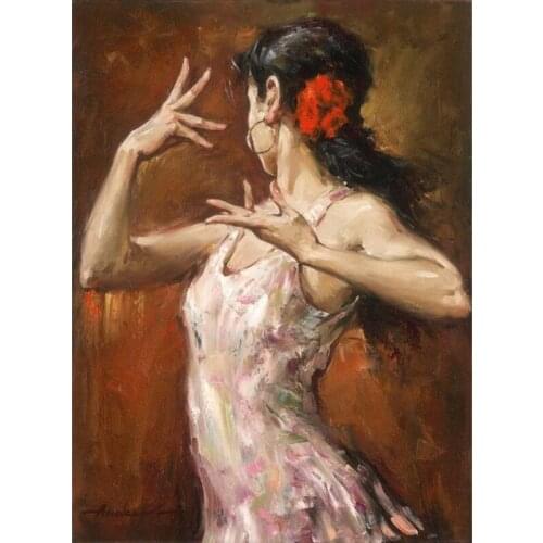 Woman Dancer Wall Decor Living Room Art Pure Handmade Oil Painting on Canvas High Quality Stretched On Wooden Home Decor