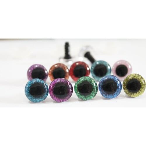 100set/lot 14mm 3D clear glitter toy safety eyes + glitter fabric+ washer for diy plush toy doll--10 colors option