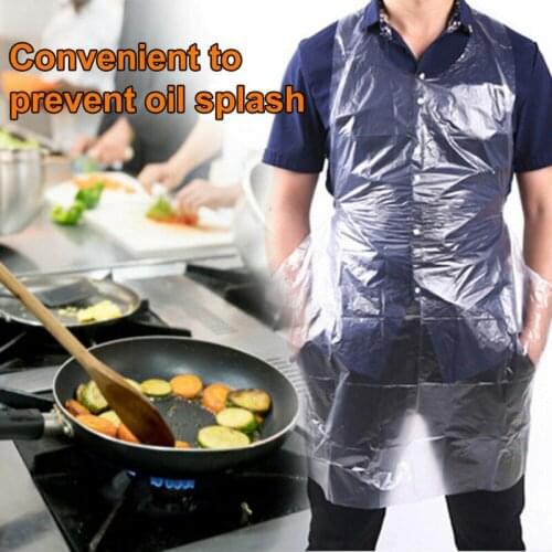 100 Pcs Disposable Poly Aprons Transparent Cleaner Sanitary Oil Resistant Apron For Tattoo Household Household Daily Supplies