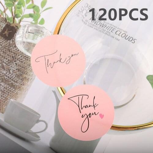 120pcs Thank You Stickers Pink Stickers for Company Giveaway Birthday Party Favors Labels Mailing Supplies Festival