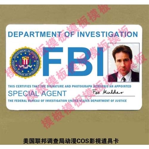 2 Types Cosplay X-Files Fox Mulder ID Card Personalized FBI Documents Card Cosplay Collection Props