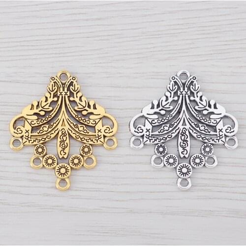 20 x Antique Gold/Silver Color Earring Chandelier Connectors Charms Pendants Double Sided for Jewelry Making Findings 33x29mm