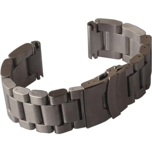 22mm 24mm 26mm Thick Watchbands Stainless steel heavy watch accessories with safety buckle fold clasp silver matte watch straps
