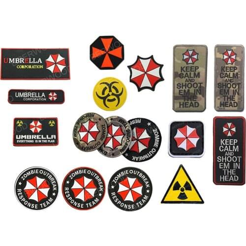 Umbrella Corporation Embroidered 3D PVC Rubber Patch Military Tactical Logo Corp Police Insignia Badge DIY Patches for Clothing
