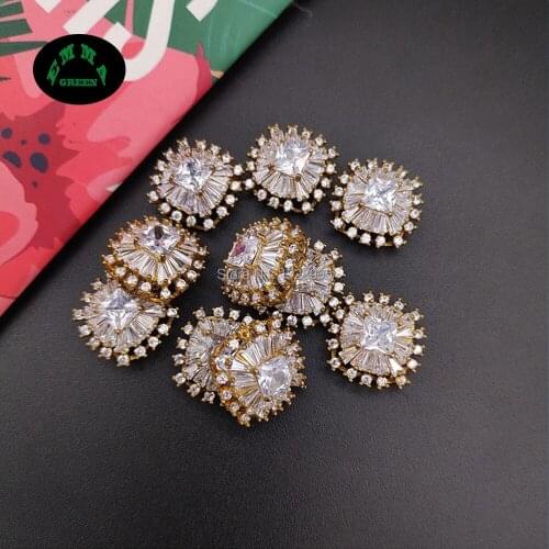 Zircon Button Accessories Crystal Charms 20pcs Flatback Zircon Embellishments Buttons for Wedding Decoration Zircon Flowers