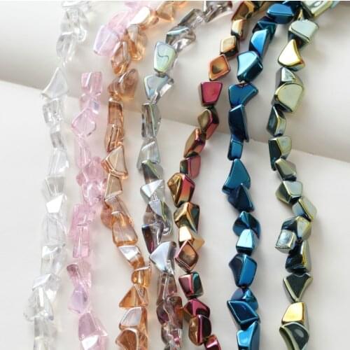 Irregular Artificial Glass Crystal Straight Hole DIY Necklace Bracelet Beaded Handmade Material Accessories (about 60pcs)