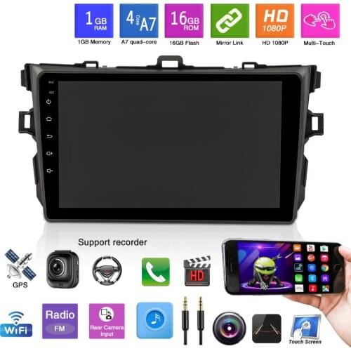 Car WiFi Stereo Audio Video MP5 Player For Toyota Corolla 2007-2013 2 Din 9Inch GPS Navigation BT FM Android 9.1 Auto Multimedia