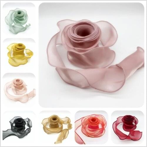 1yard/Lot 60mm Wave Edge Silk Organza Ribbon Bow Material Lace Ribbons For Hair Ornament Sewing Fabric Clothing Decoration