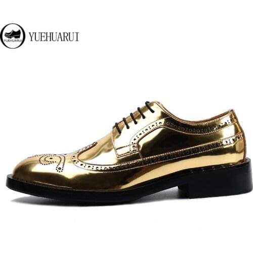 Bullock, leather shoes, gold cowhide, leather brogues, English shoes, derby, black leather shoes, lace-up, dress shoes