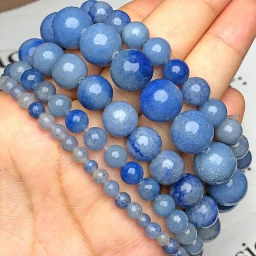 Natural Stone Blue Aventurine Jades Beads Loose Spacer Beads Bracelet For Woman Jewelry Making DIY Accessories 4/6/8/10/12MM