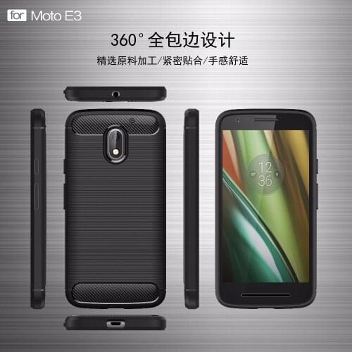 Smartphone cases for MOTOROLA E3,100pcs/lot,carbon Fiber rugged armor TPU protective back cover case for moto E3,free shipping