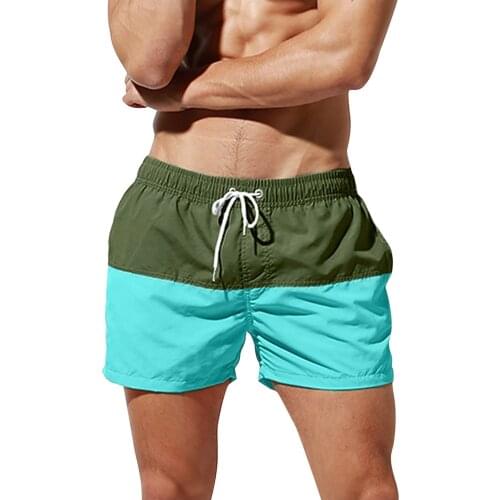 Color Patchwork Mens Board Short Swimwear Swimsuit Sexy Swimming Summer Hot Mens Swim Pocket Beach Shorts De Praia Homens P5