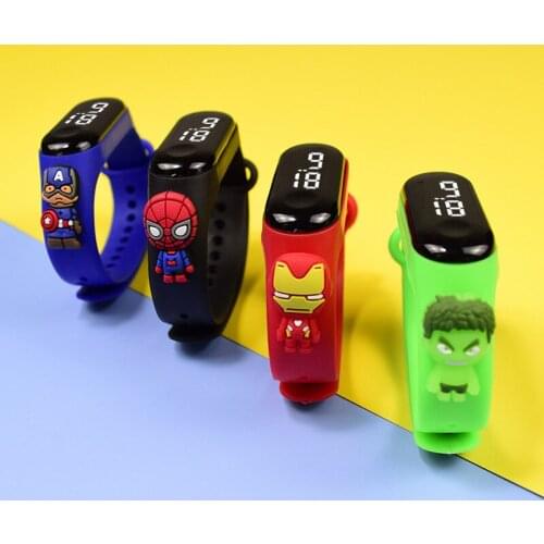 Mickey Minnie Marvel Spiderman iron Man Lilo & Stitch Childrens LED sports digital watch Silicone Childrens Watch wristband