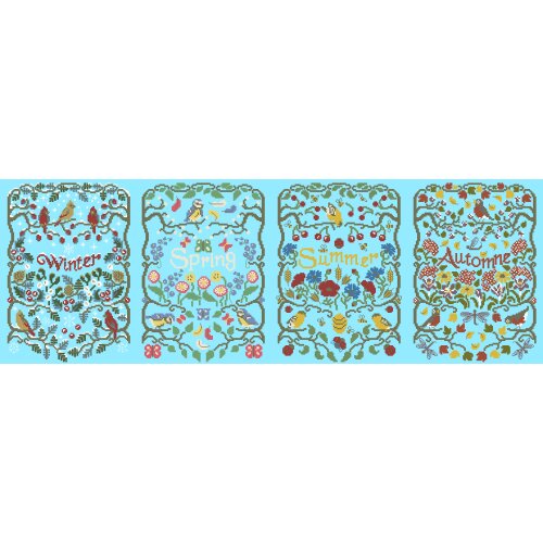 Cross stitch Handmade 14CT Counted Canvas DIY,Cross-stitch kits,Embroidery Picture-Flower and Bird Four Seasons 88-36