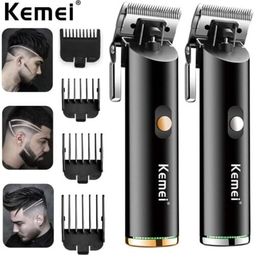 Kemei KM-129 Cordless Professional Fade Hair Clipper for Barbershop Electric Trimmer Mower Hollow Blade 2000mAh Li-on Battery