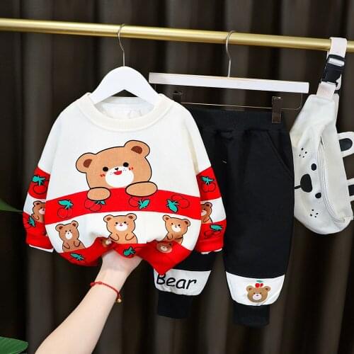 Toddler Boys Clothing Set spring Children cute bear print Clothes Sets Babygirls Sports Long sleeve+ Sweatpants Clothes Suits